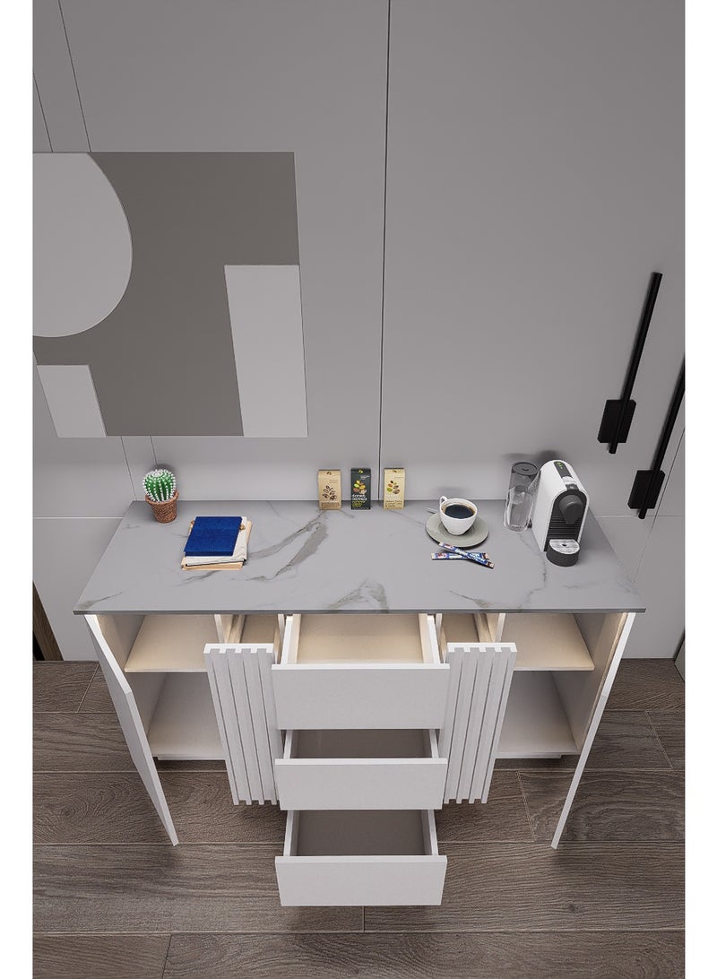 كوفي وورلد ركن القهوة باللون الأبيض بالاضاءة المخفية الانيقة تكيسات الطولية. - Image 5