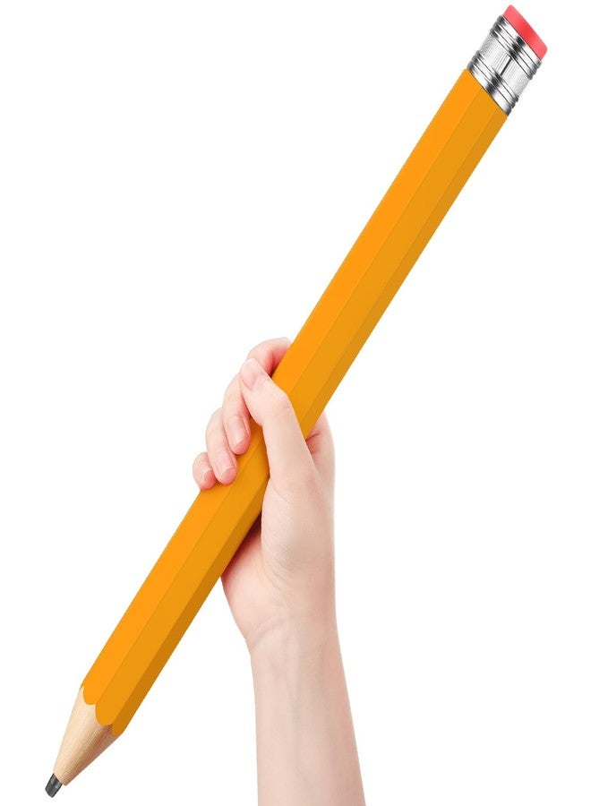 Trandraft 16 Inch Wooden Large Jumbo Pencils Giant Big Funny Wood Pencil with Cap and Eraser Fun Novelty Gifts for Kids School Kindergarten Home Office Prop Supplies (Yellow) - Image 1