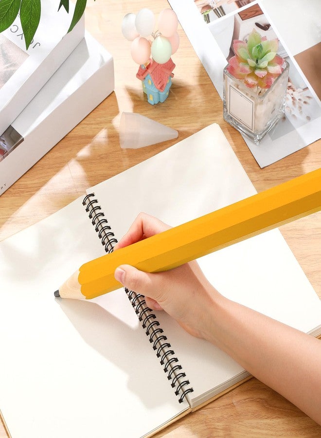 Trandraft 16 Inch Wooden Large Jumbo Pencils Giant Big Funny Wood Pencil with Cap and Eraser Fun Novelty Gifts for Kids School Kindergarten Home Office Prop Supplies (Yellow) - Image 4