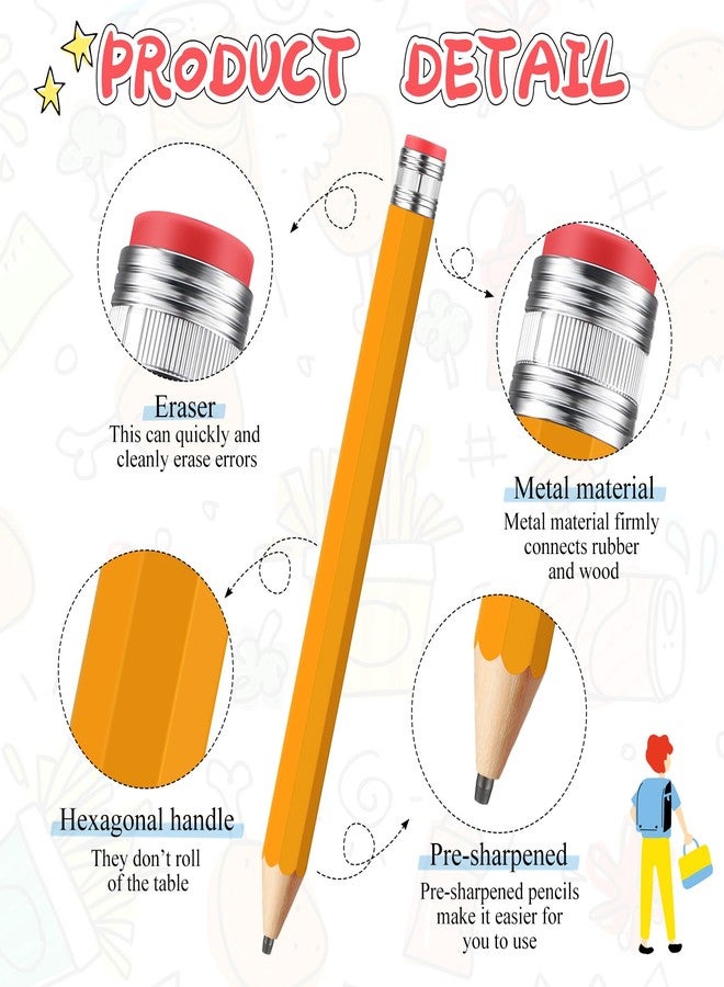 Trandraft 16 Inch Wooden Large Jumbo Pencils Giant Big Funny Wood Pencil with Cap and Eraser Fun Novelty Gifts for Kids School Kindergarten Home Office Prop Supplies (Yellow) - Image 3