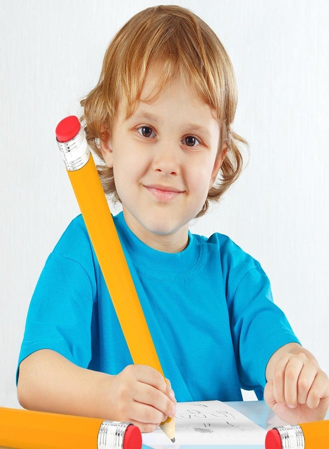 Trandraft 16 Inch Wooden Large Jumbo Pencils Giant Big Funny Wood Pencil with Cap and Eraser Fun Novelty Gifts for Kids School Kindergarten Home Office Prop Supplies (Yellow) - Image 5