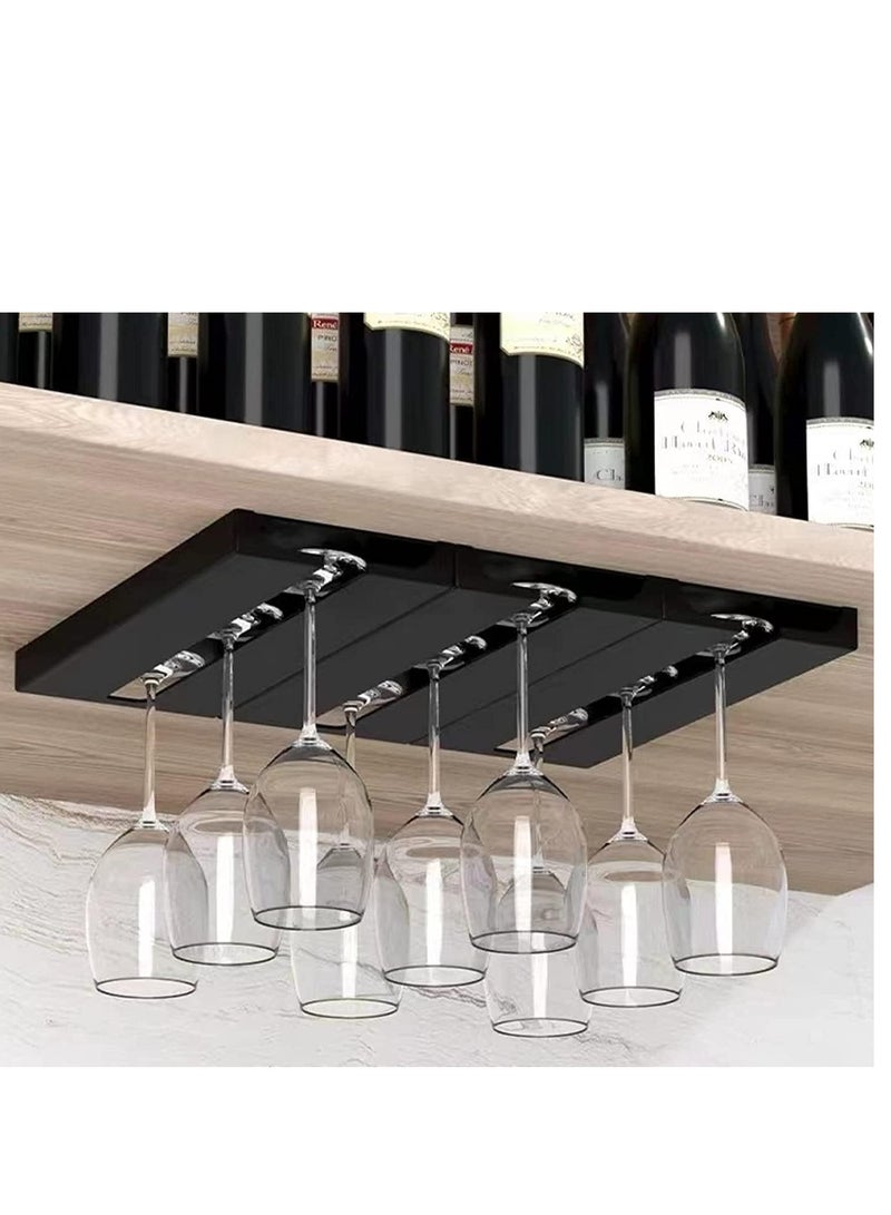 2 Pack  Glass Cup Holder Under Shelf or Cabinet Punch-free Glass Rack Plastic Stemware Rack Glassware Drying Storage Hanger for Kitchen and Restaurant  - Image 2