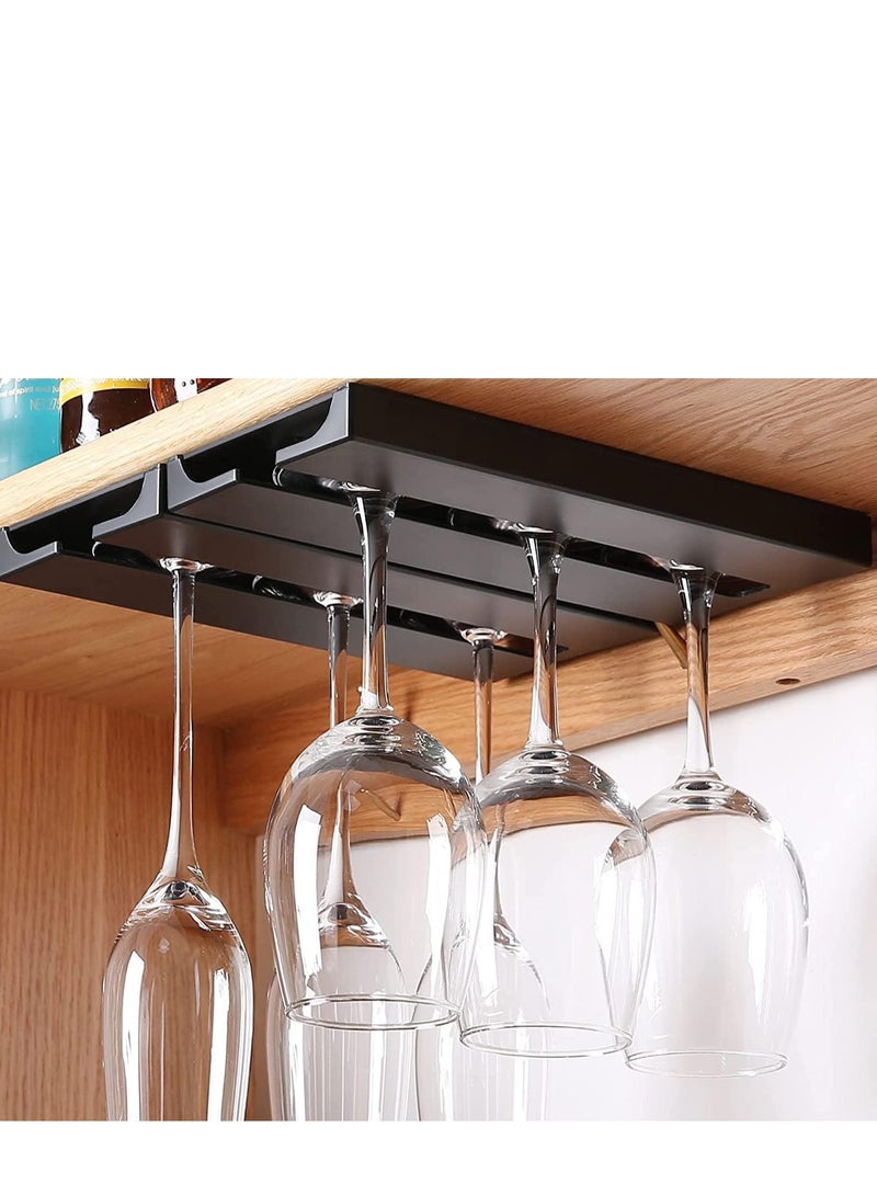 2 Pack  Glass Cup Holder Under Shelf or Cabinet Punch-free Glass Rack Plastic Stemware Rack Glassware Drying Storage Hanger for Kitchen and Restaurant  - Image 1