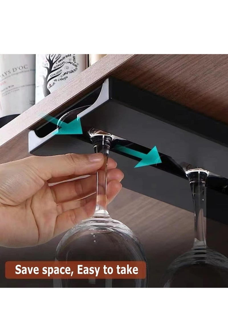 2 Pack  Glass Cup Holder Under Shelf or Cabinet Punch-free Glass Rack Plastic Stemware Rack Glassware Drying Storage Hanger for Kitchen and Restaurant  - Image 3