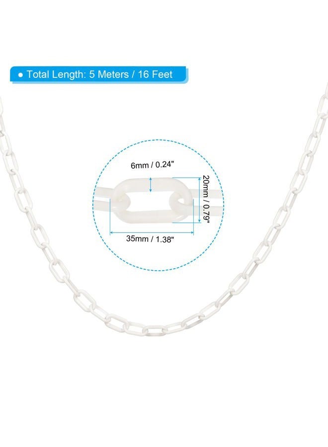 TeaZa 16ft Plastic Barrier Chain, Safety Barrier Chain Plastic Chain Links Crowd Control Barrier for Fence Gate Garden Construction Driveway Elevator Parking Lot, White  - Image 2