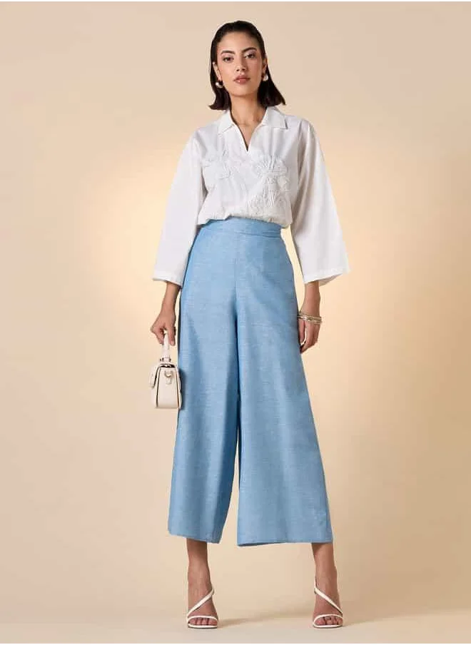 ايكونيك Iconic Wide Leg Palazzo Pants with Pockets