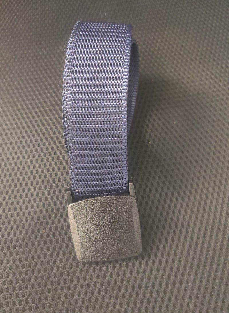 Classic blue belt with black  buckle, perfect for a formal look  - Image 1
