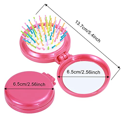 ONLYFU Hair Brush, 8 Pcs Folding Travel Mirror Hair Brushes Round, Compact Portable Hair Brush with Mini Mirror for Women Girls - Image 2