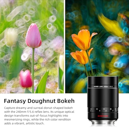 BENOISON Reflex Mirror Lens Telephoto EF Lens - 240mm f5.6 for Canon EF, Manual Focus (MF) for Canon Rebel T8i T7 T6 4000D 2000D 1300D 850D 800D 600D 550D 90D 80D 77D 70D 50D 6D 55D etc (EF/EF-S Mount) - Image 4
