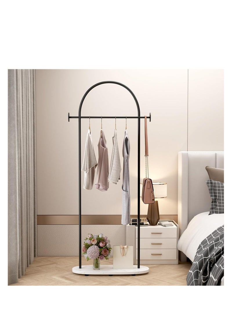 Y&D Black Clothing Rack with Marble Base, Modern Gold Coat Racks Freestanding with 2 Hooks, Heavy Duty Clothes Rack, Coat Rack Stand for Entryway, Bedroom, Living Room, Boutiques  - Image 1