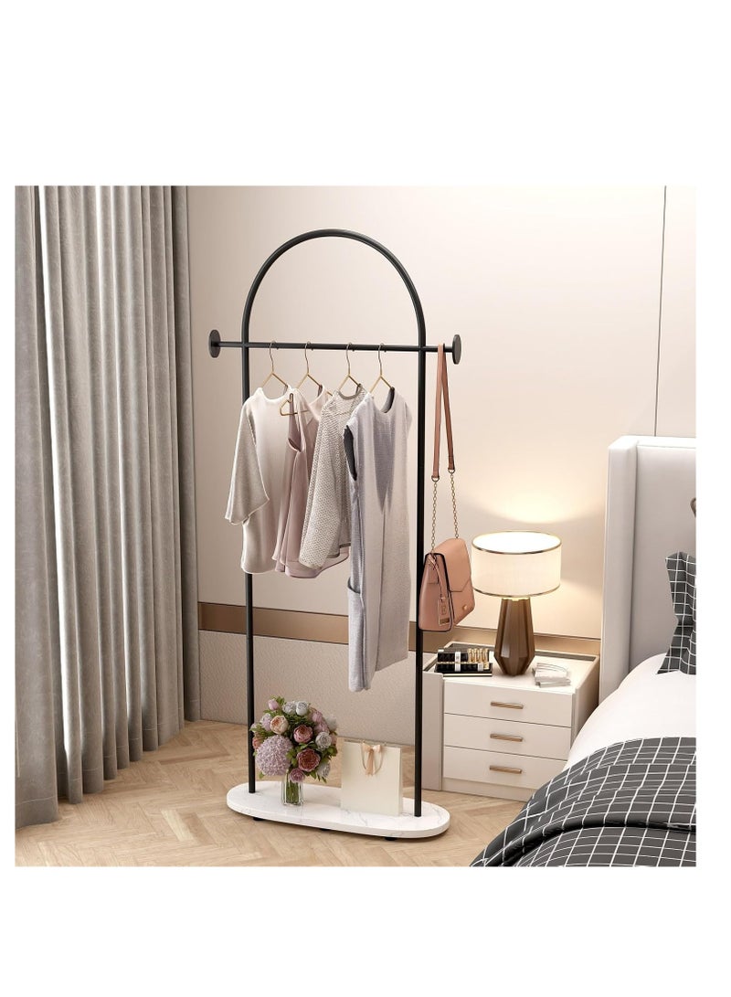 Y&D Black Clothing Rack with Marble Base, Modern Gold Coat Racks Freestanding with 2 Hooks, Heavy Duty Clothes Rack, Coat Rack Stand for Entryway, Bedroom, Living Room, Boutiques  - Image 2