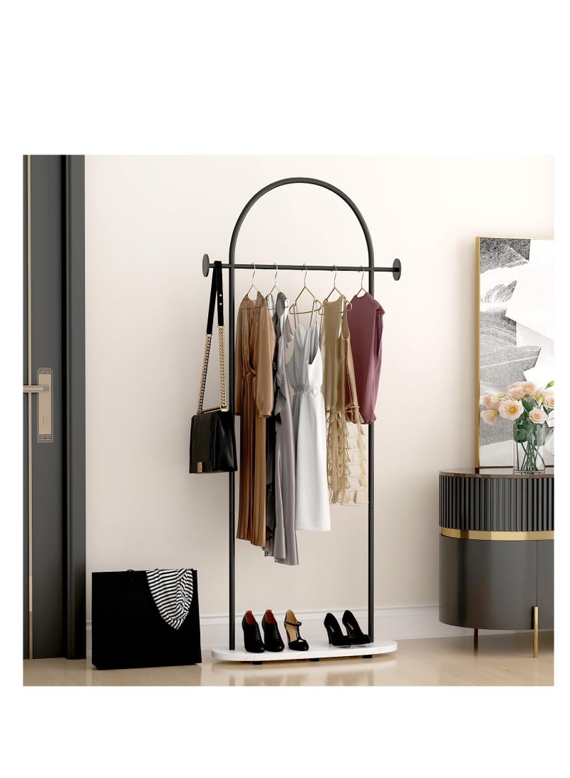 Y&D Black Clothing Rack with Marble Base, Modern Gold Coat Racks Freestanding with 2 Hooks, Heavy Duty Clothes Rack, Coat Rack Stand for Entryway, Bedroom, Living Room, Boutiques  - Image 3