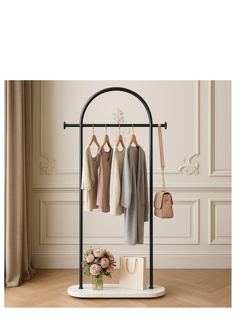 Y&D Black Clothing Rack with Marble Base, Modern Gold Coat Racks Freestanding with 2 Hooks, Heavy Duty Clothes Rack, Coat Rack Stand for Entryway, Bedroom, Living Room, Boutiques  - Image 4