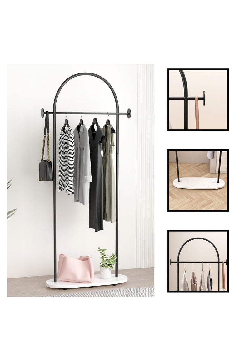 Y&D Black Clothing Rack with Marble Base, Modern Gold Coat Racks Freestanding with 2 Hooks, Heavy Duty Clothes Rack, Coat Rack Stand for Entryway, Bedroom, Living Room, Boutiques  - Image 5