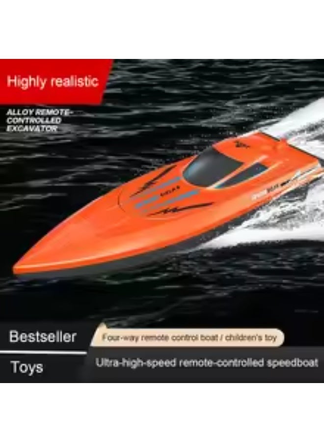 قارب الأطفال المقاوم للماء وعالي السرعة، مركبة راكب مائية خفيفة الوزن للألعاب في المسبح، هدية مثالية لعيد الميلاد للأطفال، يمكن تشغيل قارب الأطفال عن بعد بسرعة عالية كقارب سريّ 2.4G، نموذج سفينة مائية كهربائية - يحتوي دافع المنتج على مستشعر أمان، ولا يمكن تفعيل الدافع إلا عند وضع المنتج في الماء. اللون: البرتقالي - Image 3
