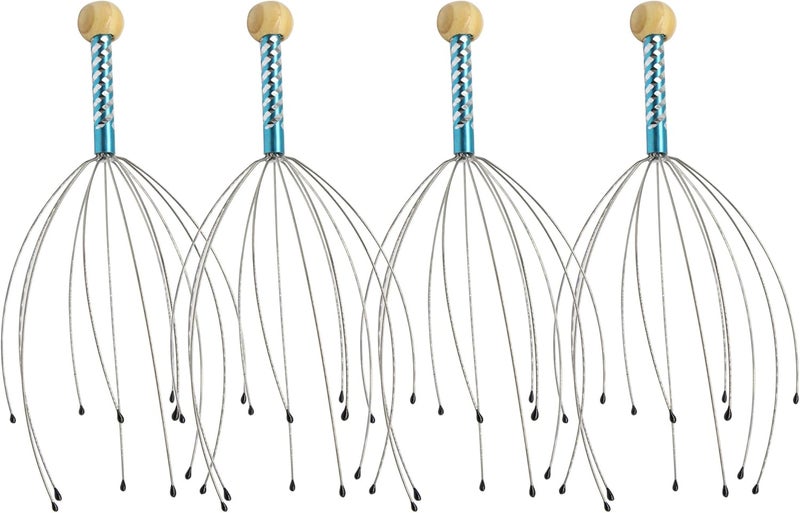 zdyCGTime Massager 4Pack Handheld Head Massage Tingler Deep Relaxation Stress Reduction Stimulation of Scalp Neck Massager Blue - Image 1