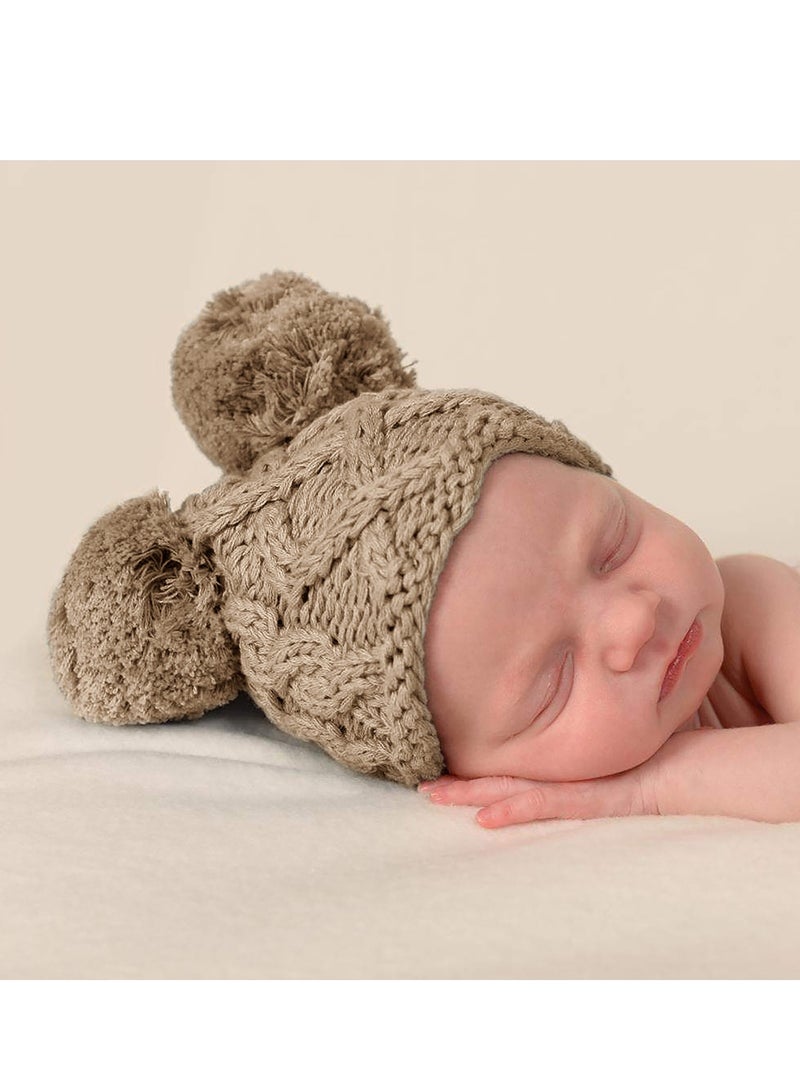 Baby Warm Bear Knitted Hat Brown - Image 1