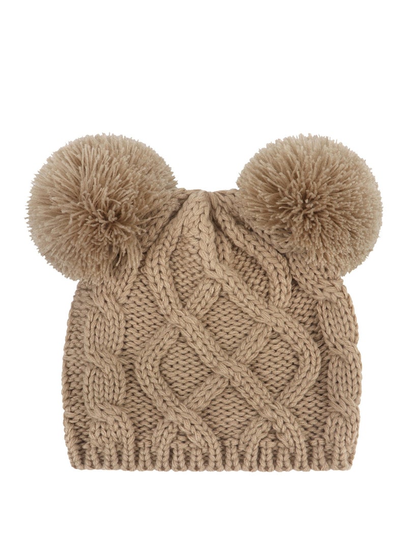 Baby Warm Bear Knitted Hat Brown - Image 2