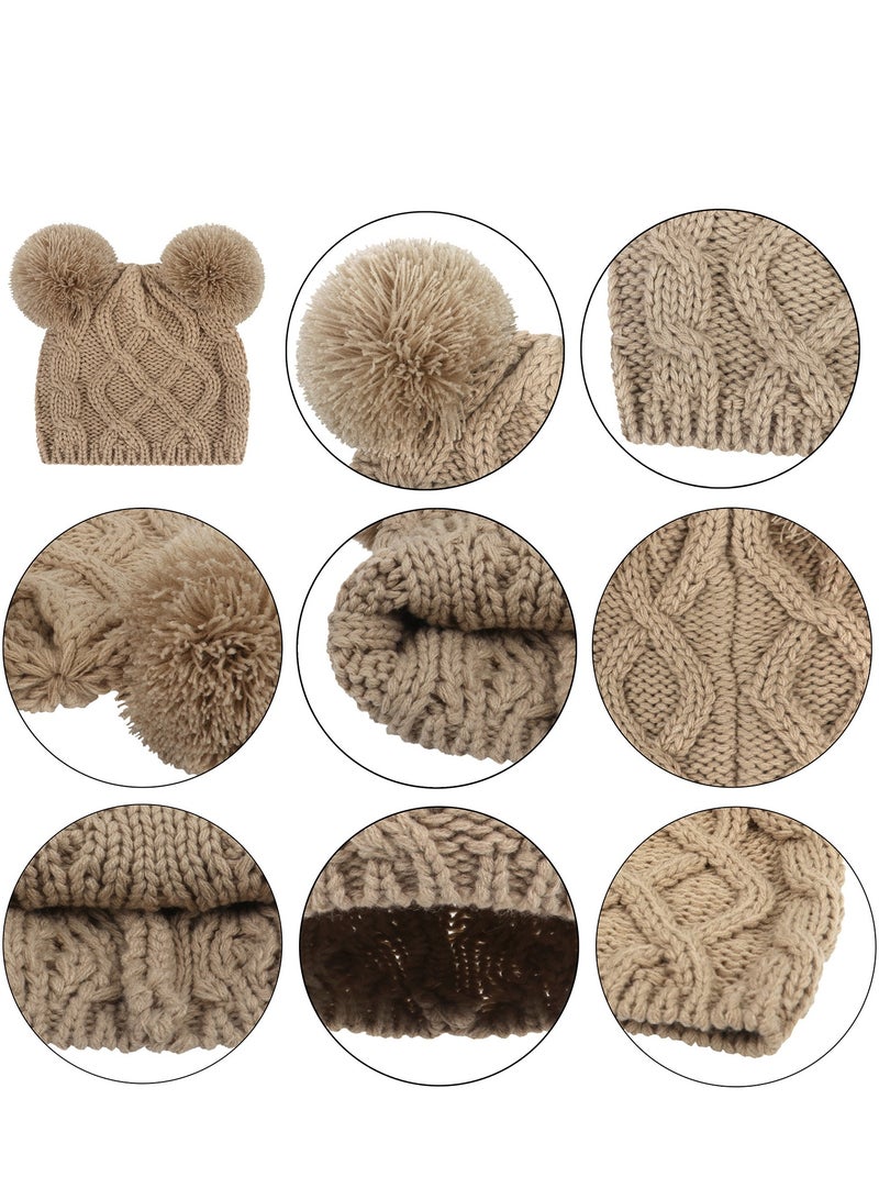 Baby Warm Bear Knitted Hat Brown - Image 4