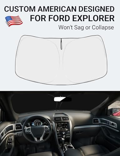 Proadsy 2026 Upgrade Front Windshield Sun Shade Foldable Sunshade Protector Custom Sun Visor Fit 20162019 Ford Explorer SUV ST XLT Limited Platinum Accessories - Image 3