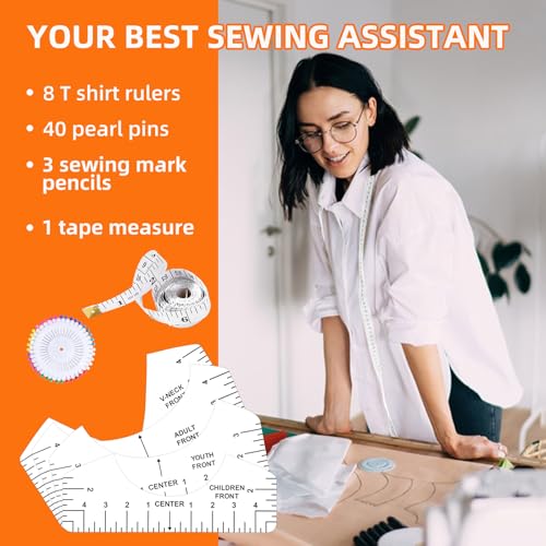 MFJUNS 10 PCS T-Shirt Ruler Guide - Tshirt Measurement Tools for Children Youth Adult, V-Neck/Round PVC Rule Rulers Designs Heat Press Accessories for Vinyl Alignment, Heat Press - Image 5