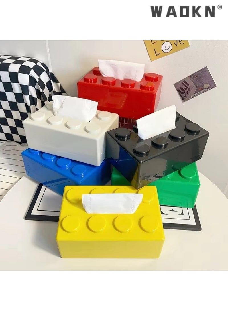 WAOKN Creative Building Blocks with Spring Tissue Box Wall-mounted Perforation-free Paper Holder Bathroom Face Towel Box Organizer（black） - Image 5