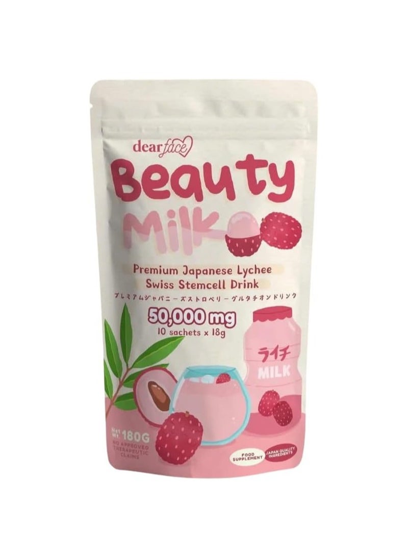 dear face Dear Face Beauty Milk Premium Japanese Lychee Swiss Stemcell Drink 50,000mg - 10 Sachets  - Image 1