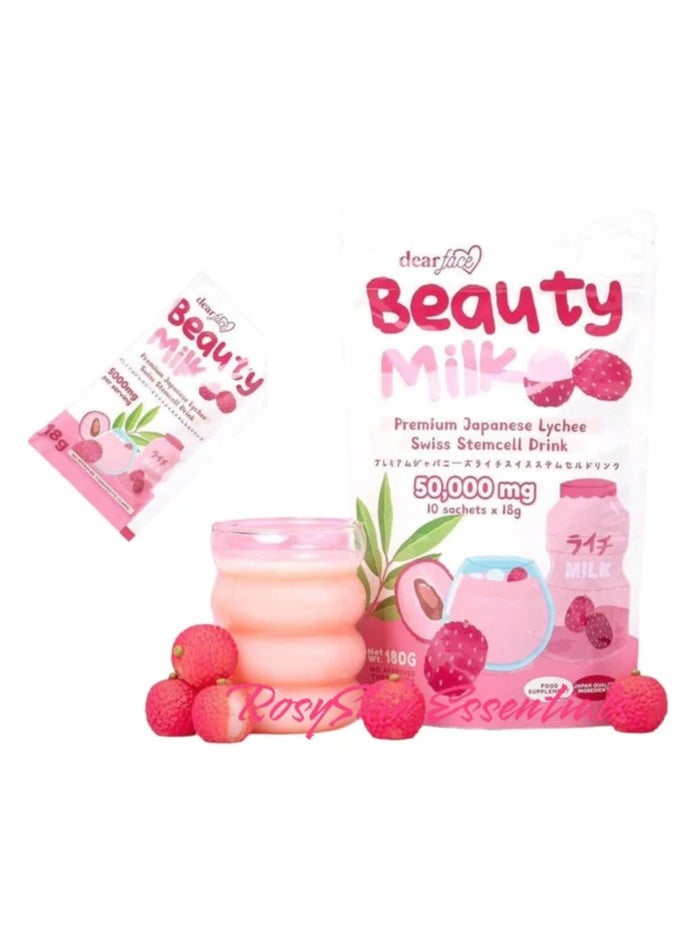 dear face Dear Face Beauty Milk Premium Japanese Lychee Swiss Stemcell Drink 50,000mg - 10 Sachets  - Image 4