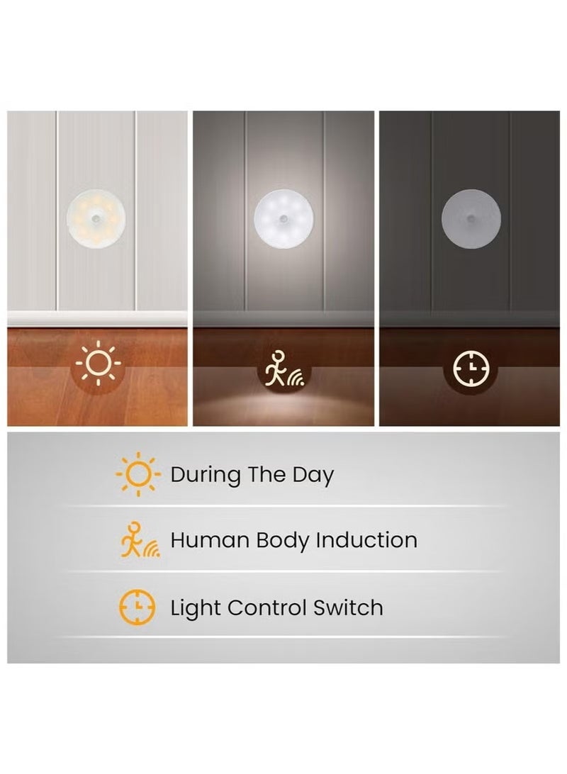 قطعتان من مصابيح LED الليلية بوضعين للألوان مع مستشعر حركة وبطارية قابلة لإعادة الشحن وإضاءة خزانة لاسلكية مع كابل شحن USB للدرج وغرفة النوم وغرفة المعيشة والحمام والمطبخ والجراج وخزانة الملابس  - Image 4