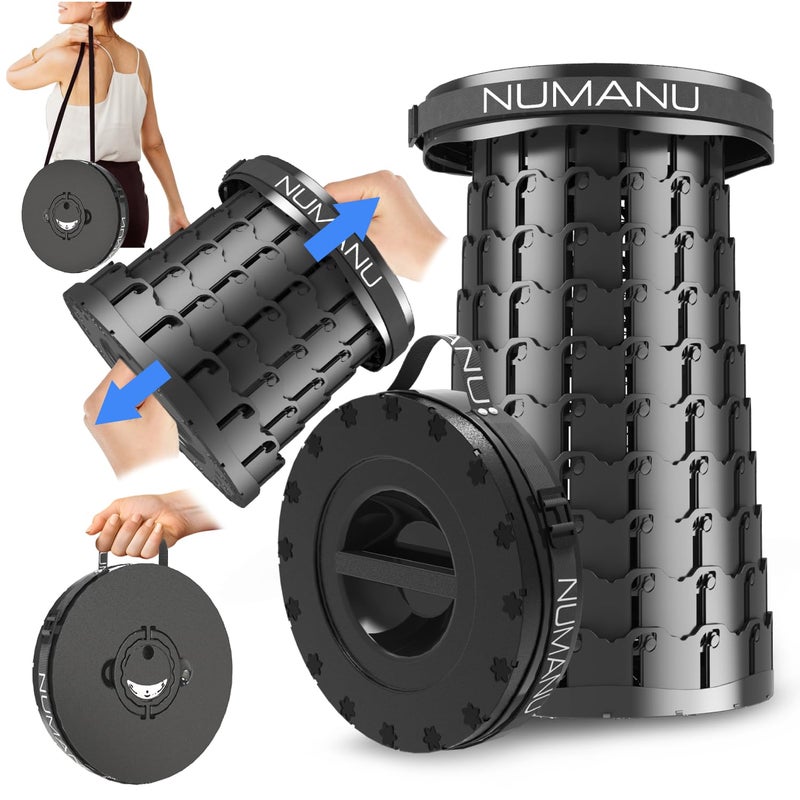 NUMANU 2026 Upgraded XXL Collapsible Stool 19.7", 1000lbs Max Weight, Wider & Taller Pop Up Seat, Heavy Duty Portable Retractable Folding Chair or Travel Foot Rest, Gift for Camping & Outdoors - Image 1