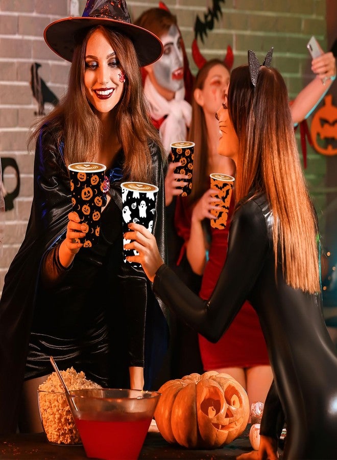 JarThenaAMCS جرثينا AMCS مجموعة 72 كوب قهوة للاستخدام مرة واحدة مع أغطية 12 أونصة أسود برتقالي قرع شبح خفاش ورق لأكواب القهوة المحمولة للكابتشينو والشوكولاتة الساخنة والمشروبات والشاي - Image 4