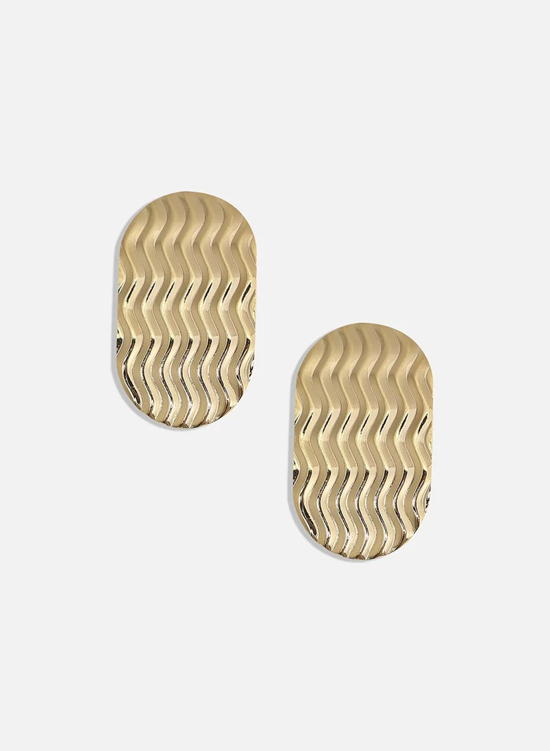 سوهي أقراط دائرية متعرجة - ذهبي