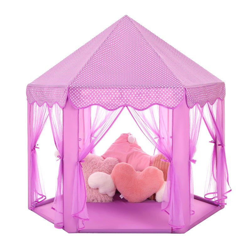 Monobeach Princess Tent Girls Large Playhouse Kids Castle Play Tent with Star Lights Gift Toy for Children Indoor and Outdoor Games 55 x 53 DxH Purple - Image 3