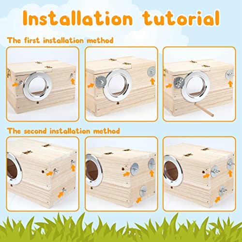Rypet Parakeet Nesting Box Transparent Design, Thwartwise Bird Nest Breeding Box with Perch Wood Bird Cage House for Cockatiel Lovebirds Budgie Finch Parrotlets Canary S - Image 4