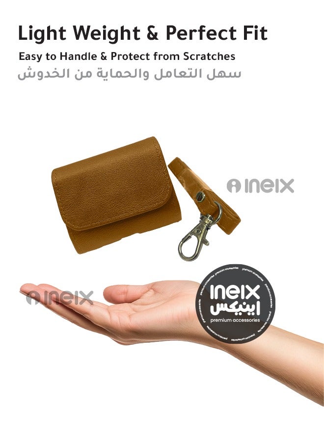 INEIX Luxury Solid Colour Matte Leather Protective Case Cover for Airpod Pro 4-2024-Brown - Image 5