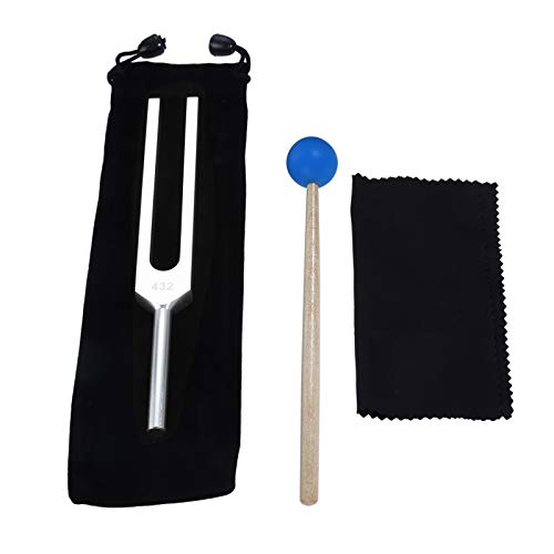 DRELD 432 Hz Tuning Fork Set for Healing, Relaxing, Strengthen Chakra, Reliever Stress, Keep Body, Mind and Spirit- with Silicone Hammer Bag Cleaning Cloth - Image 1