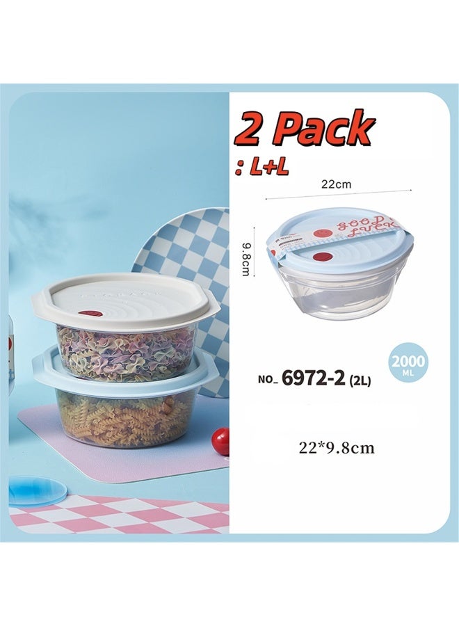 2 Pack Food Storage Boxes, Transparent Food Container  with Lids | BPA-Free, Stackable & Microwave Safe Plastic Food Box Kitchen Refrigerator Fruit Container for Meal Prep (2 Pack, Blue 6972-2) - Image 2