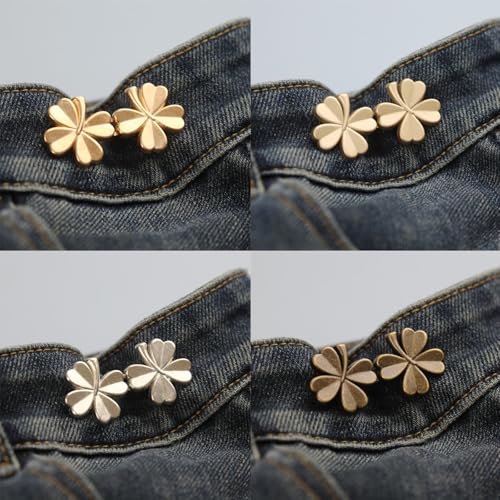 Qubusm Clover Jeans Button 10 Sets Pant Waist Tightener, Adjustable Waist Buckle Sets and No Tools Detachable Decorative Waist Buckles, Jean Buttons Pins for Loose Jeans, Pants, Skirts (No Sew) (Clover) - Image 5