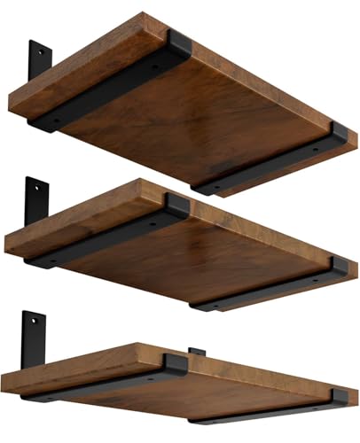 LEOPO 12 inch Shelf Brackets 6-Pack ,1/5 inch Thick Heavy Duty Industrial Bracket for DIY Floating Shelf Support, Black Coated Wall Shelf Support 11.25” x 6” x 1.5” - Image 1
