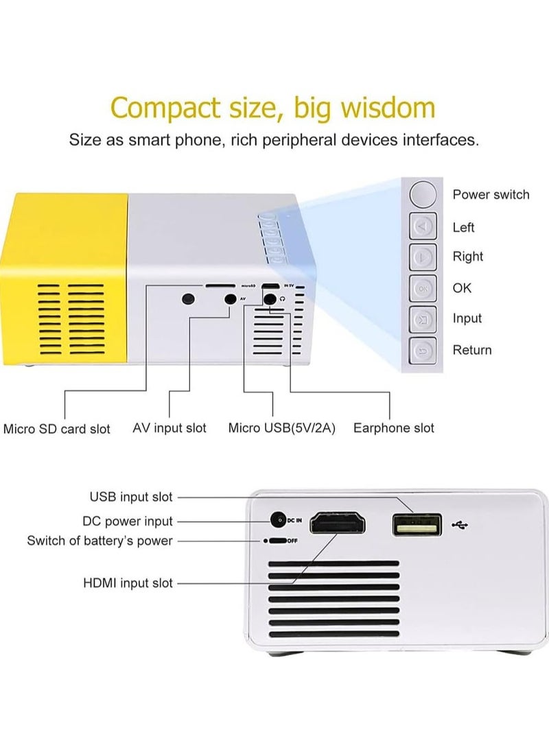 Generic - Arabest Mini Projector, Portable LED Projector, Smart Home Projector, 1080P Outdoor Projector, Movie Projector Compatible with HDMI, USB, TF Card, AV, Controller - Image 1