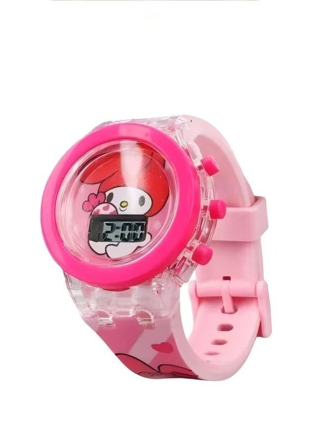 Cute Kids Digital Watch – Adorable LED Glow Wristwatch for Girls with Flashing & Gradient Light Modes, Comfortable Strap & Sweet Cartoon Design