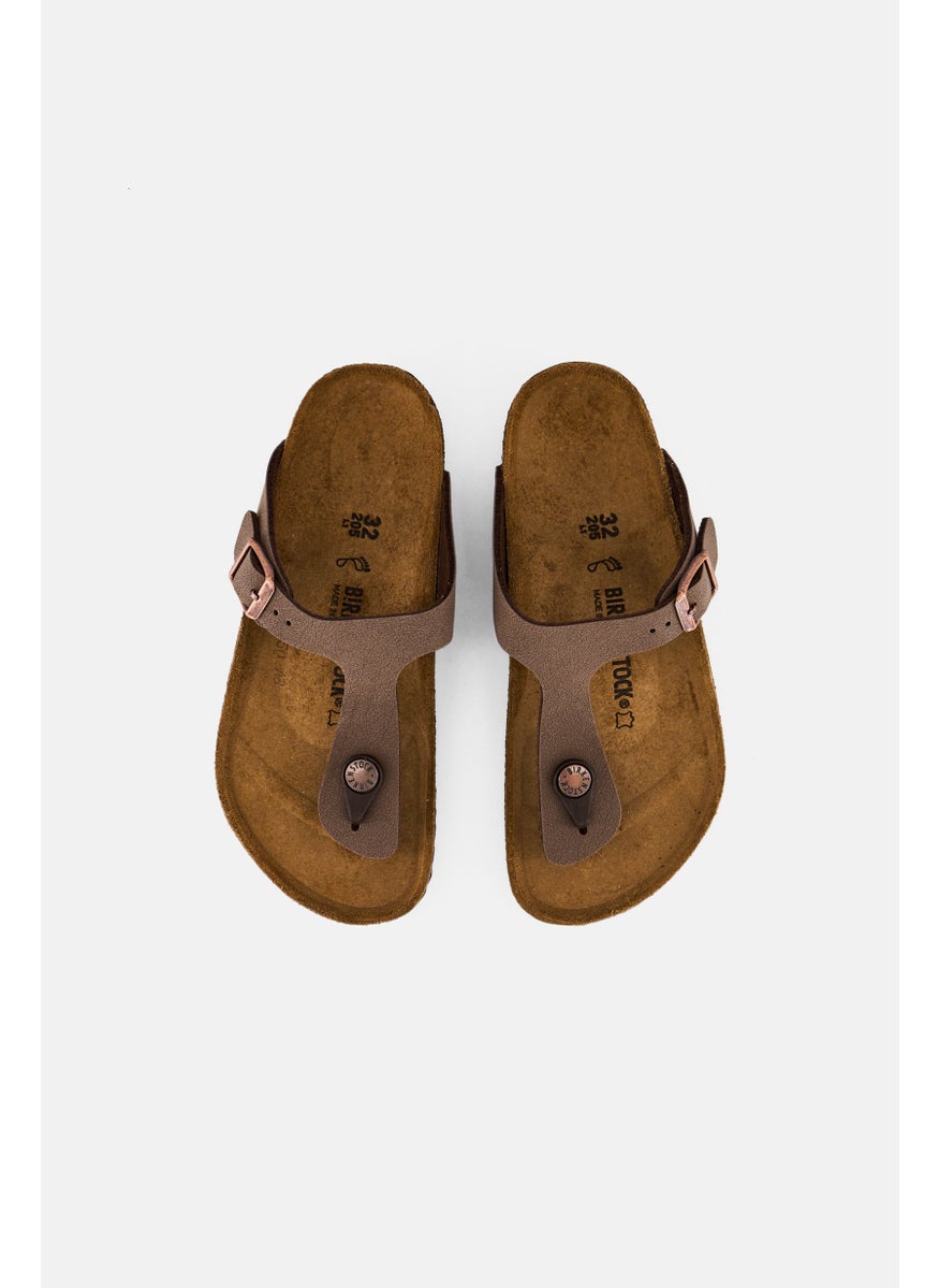 BIRKENSTOCK Kids Girl Slip On Cork Sandals, Brown  - Image 3