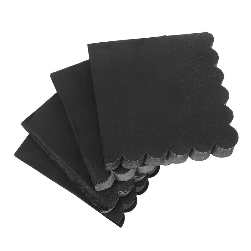 Disposable Black Scalloped Edge Paper Napkins 100 Pieces For Wedding Dinner Party - Image 2