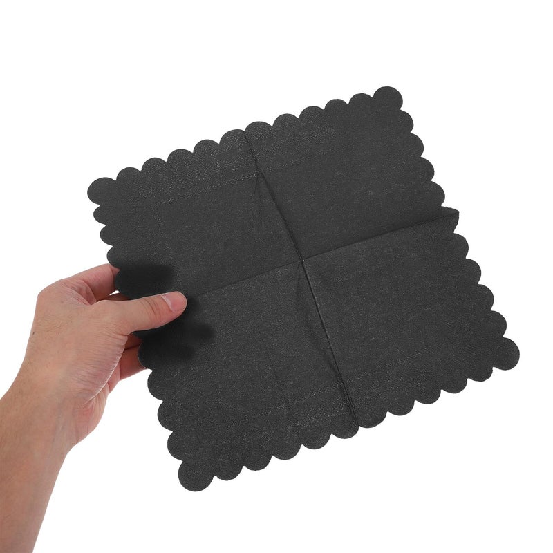 Disposable Black Scalloped Edge Paper Napkins 100 Pieces For Wedding Dinner Party - Image 4