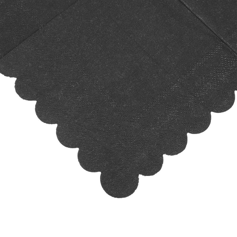 Disposable Black Scalloped Edge Paper Napkins 100 Pieces For Wedding Dinner Party - Image 3