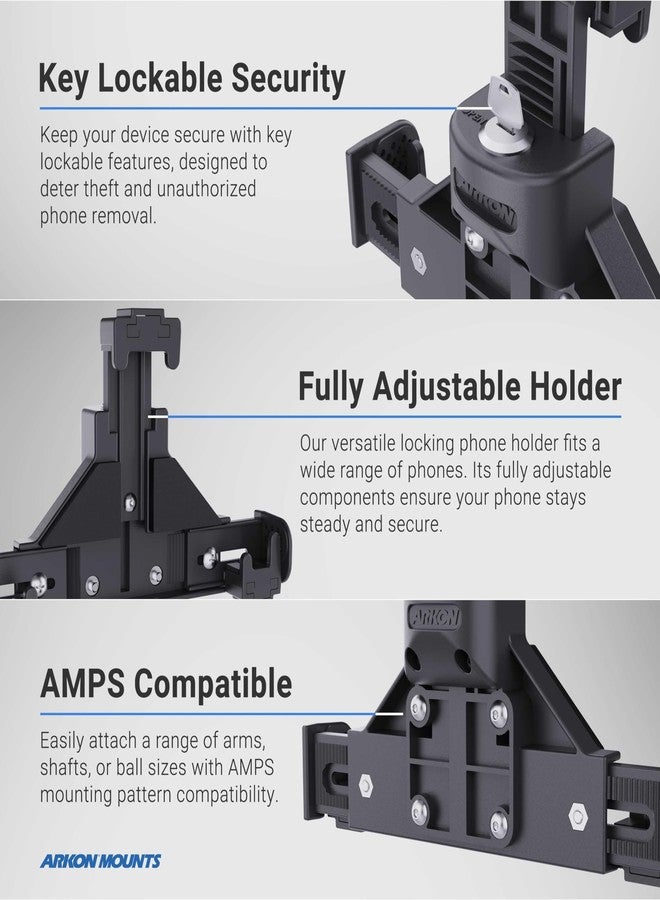 ARKON Mounts Robust Locking Phone Mount with 4-Hole Metal AMPS Drill Base - Image 5