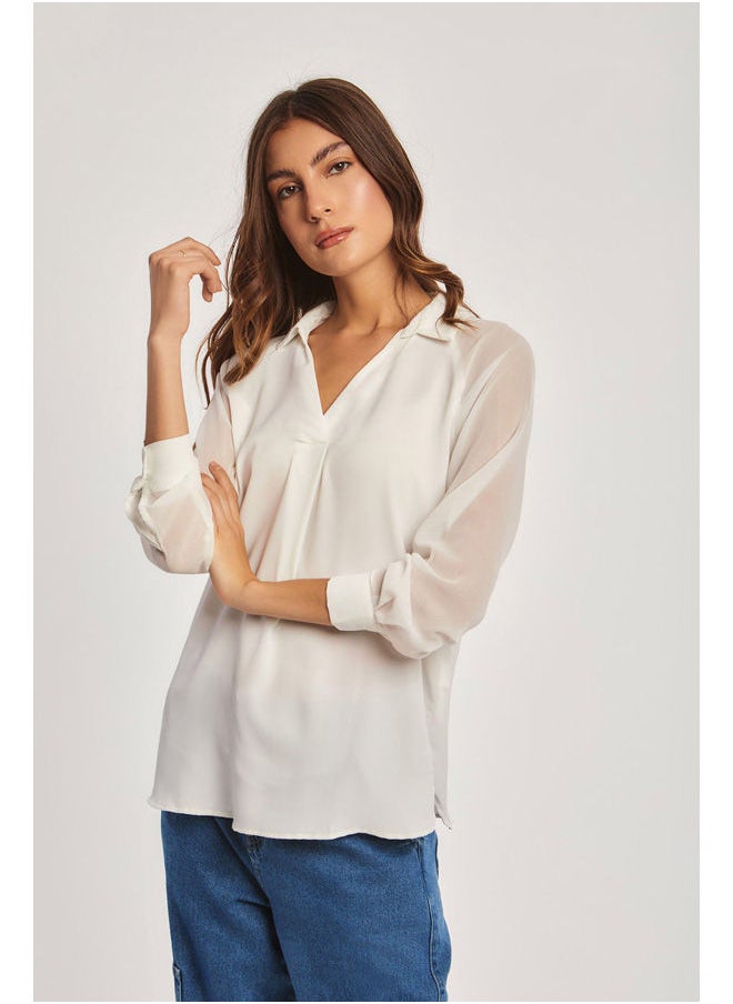 Dare - Fancy Long Sleeve Straight Fit Satin Blouse for Women - Image 1
