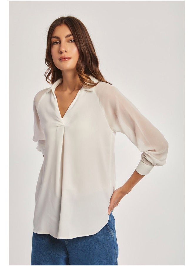 Dare - Fancy Long Sleeve Straight Fit Satin Blouse for Women - Image 1