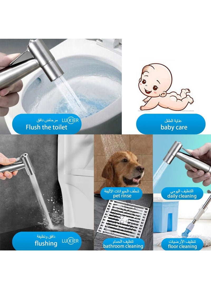 Generic Stainless steel portable travel Shattaf portable bidet faucet, boosted water flow Shatafa kit, 3m hose, 2 types of bases, adapter kit. Suitable for home/hotel/camping/female/baby care  - Image 5