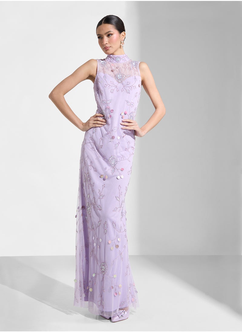 Namshi x Beaded Dress With Sweetheart Neckline  - Image 1